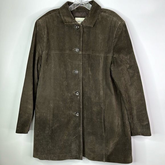 Vintage Cherokee Brown Leather Button Front Jacket Size 18W 90s - Picture 1 of 10